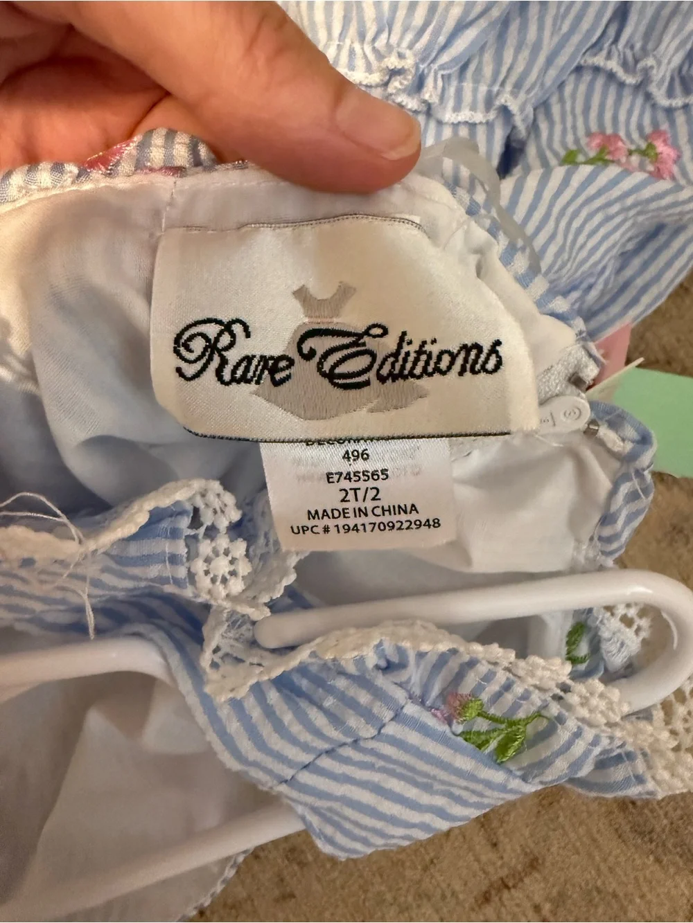 Rare Editions Kids' Floral Embroidered Seersucker Sundress & Tote